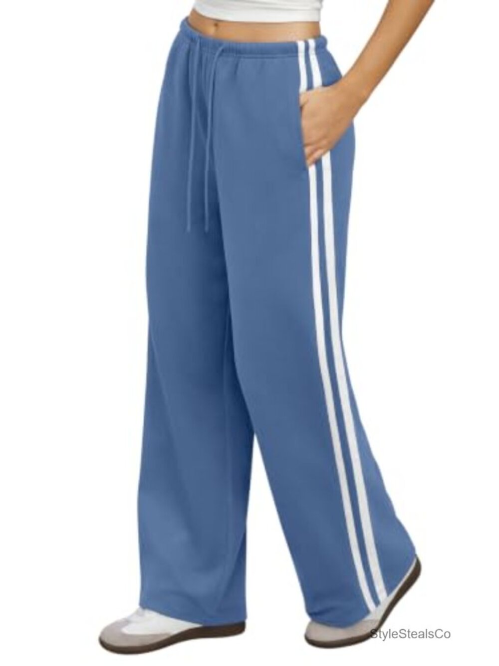 Wide Leg Sweatpants for Women Striped Track Pants with Pockets